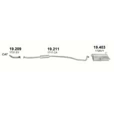 Выхлопная система Peugeot 206 1.6 Бензин Универсал (2001 - 2007) артикул 19.209 + 19.211 + 19.403 Polmostrow