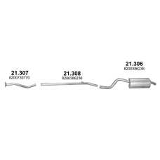 Трубка + Глушитель Renault Twingo 2 1.5 dCi Дизель (2007 - 2011) артикул 21.307 + 21.308 + 21.306 Polmostrow