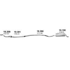 Трубка + Глушитель Peugeot 206+ 1.1i Бензин Хэтчбэк (04/2009 - 2013) артикул 19.209 + 19.391 + 19.390 + 19.198 Polmostrow