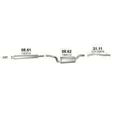 Трубка + Глушитель Volvo V50 1.8i 16V Бензин Универсал (03/2004 - 09/2010) артикул 08.61 + 08.62 + 31.11 Polmostrow