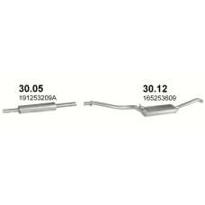 Труба приемная + глушитель Volkswagen Jetta Jetta 2 1.6 Бензин Седан (09/1983 - 10/1991) артикул 30.05 + 30.12 Polmostrow