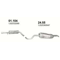 Труба приемная + глушитель Skoda Octavia 1 2.0i Бензин Все типы кузовов (05/1999 - 05/2007) артикул 01.104 + 24.55 Polmostrow