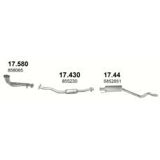 Заменитель катализатора + Глушитель Opel Astra Astra 1 1.6i 16V Бензин Хэтчбэк, Седан (09/1994 - 04/1998) артикул 17.580 + 17.430 + 17.44 Polmostrow