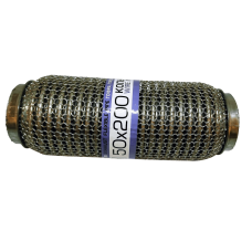 Гофра глушителя 50x200 3-х слойная усиленная Interlock кольчуга (короткий фланец / нерж.сталь)