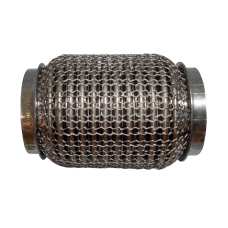 Гофра глушителя 55x120 3-х слойная усиленная Interlock кольчуга (короткий фланец / нерж.сталь)