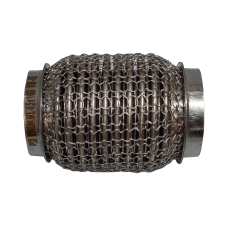 Гофра глушителя 45x100 3-х слойная усиленная Interlock кольчуга (короткий фланец / нерж.сталь)